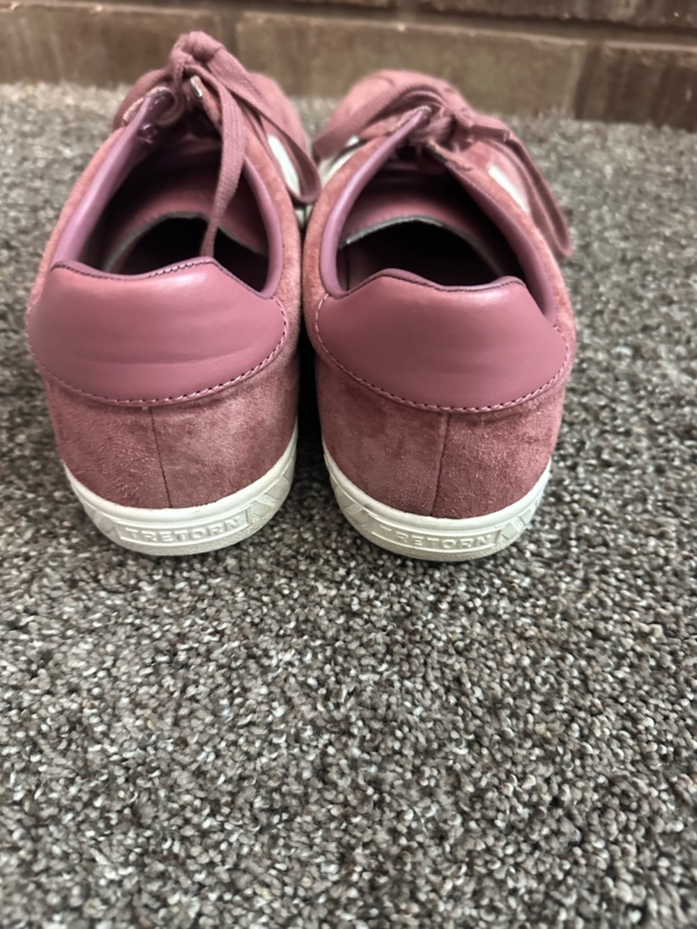 Tretorn Nylite Suede Sneakers Dusty Rose Pink White Lace Up Shoes Size 9 - Picture 4 of 5